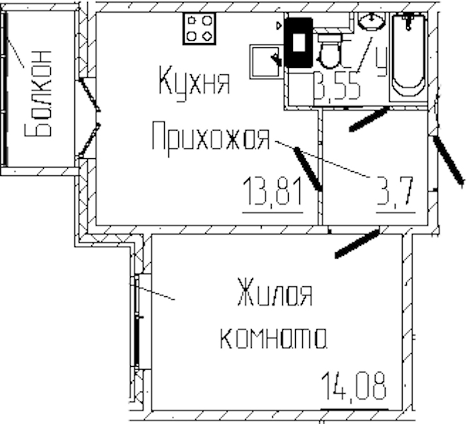 1-комнатная квартира 36.1 м², 6/6 эт., ЖК «SERTOLOVO PARK»